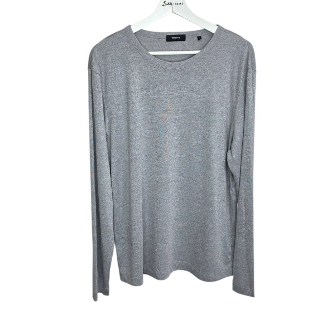 Theory Men's Gaskell NL Anemone Long Sleeve Shirt, Modal, Lounge, Grey, Sz Large
